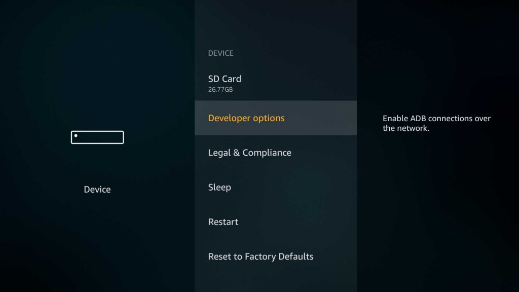 6IPTV FireTV Developer options