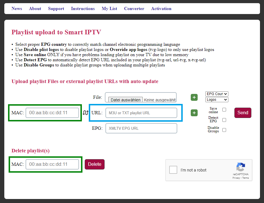 Smart IPTV Playlist hochladen